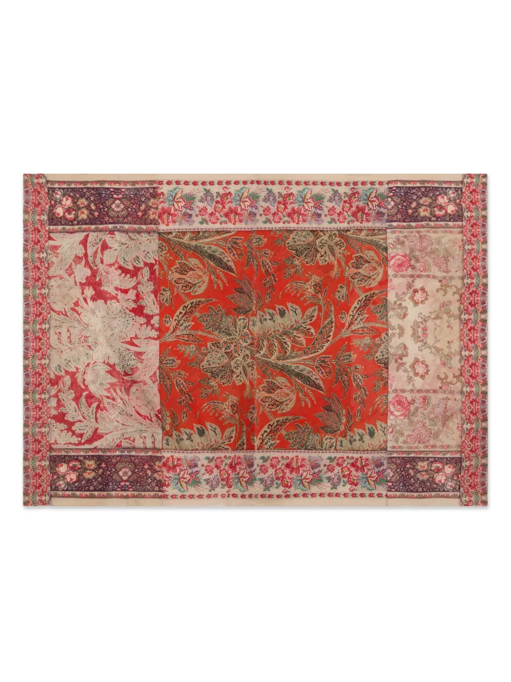 Pierre-Louis Mascia Sjaal met patchwork en bloe print Rood
