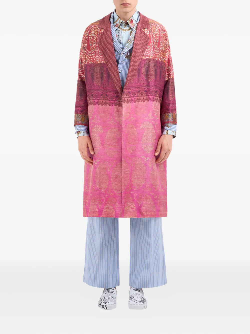 Pierre-Louis Mascia Enekam jas met dubbele rij knopen en paisley-print Roze