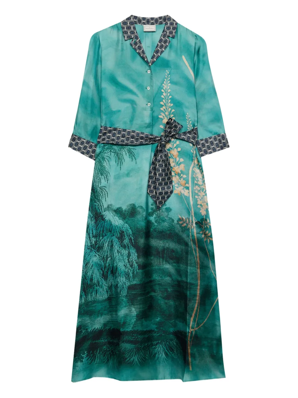 Pierre-Louis Mascia Aloe blousejurk met print en ceintuur Blauw