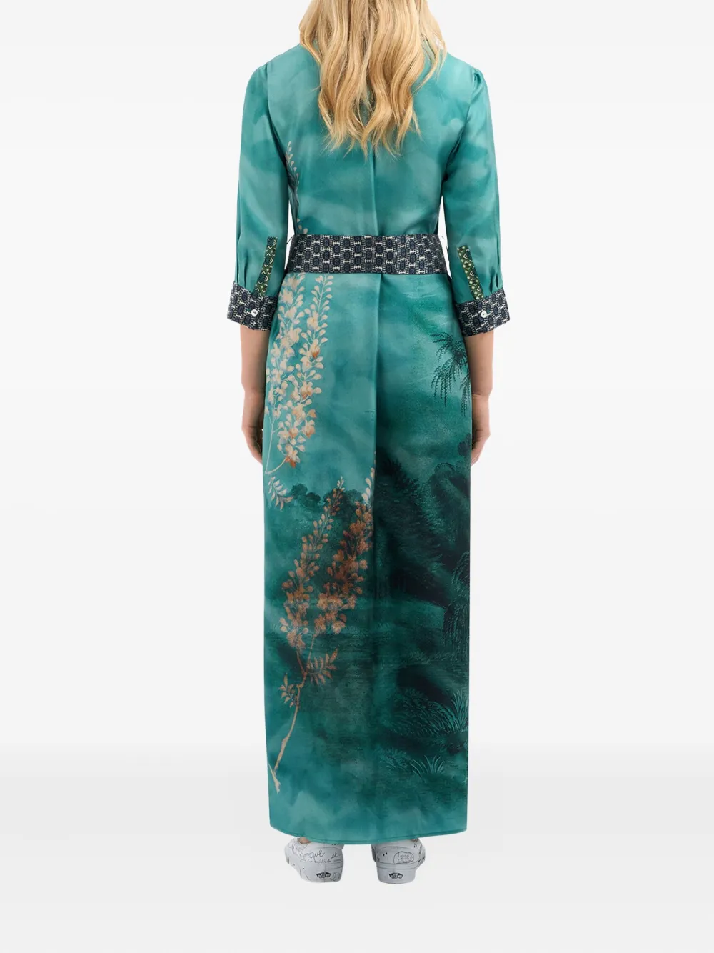 Pierre-Louis Mascia Aloe blousejurk met print en ceintuur Blauw