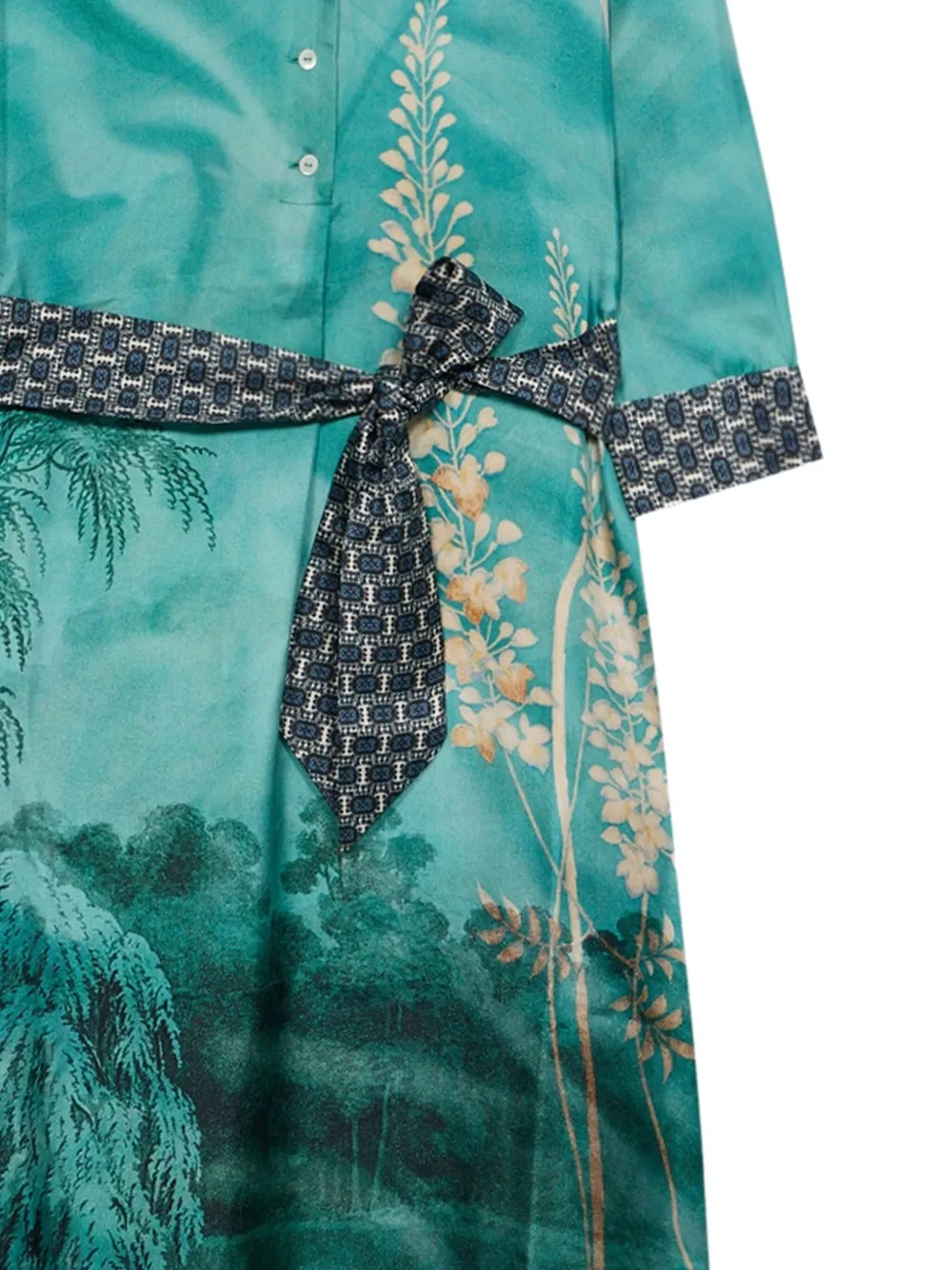 Pierre-Louis Mascia Aloe blousejurk met print en ceintuur Blauw