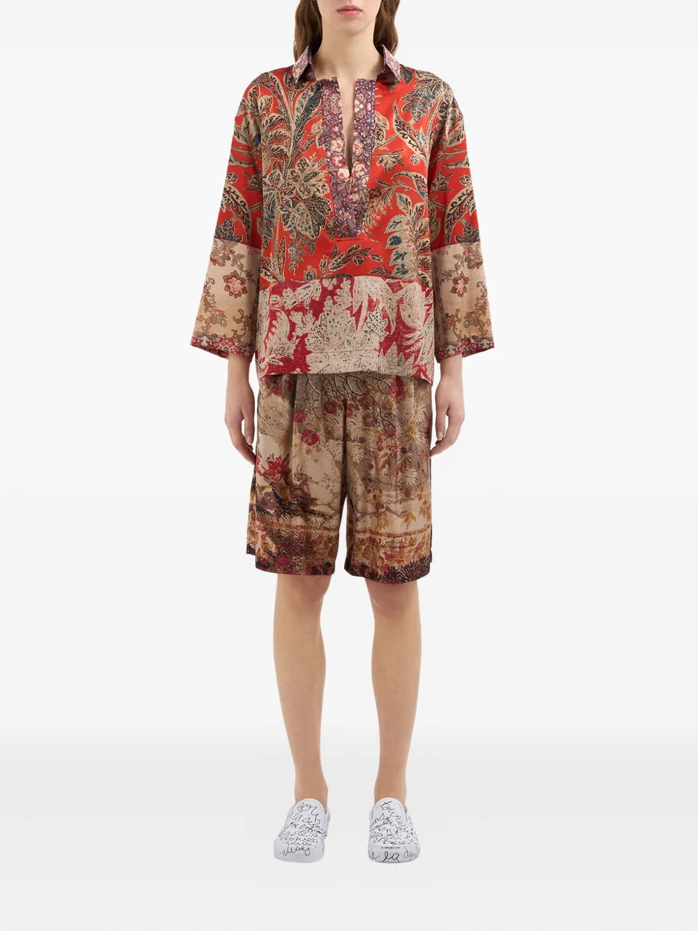 Pierre-Louis Mascia Blouse met vlakken met paisley-print Rood
