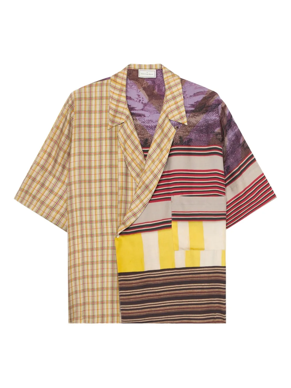 Pierre-Louis Mascia Zijden shirt met vlakken Beige