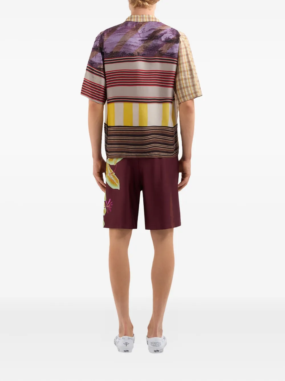 Pierre-Louis Mascia Zijden shirt met vlakken Beige