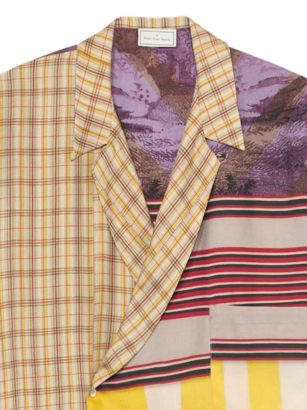 Pierre-Louis Mascia Zijden shirt met vlakken Beige