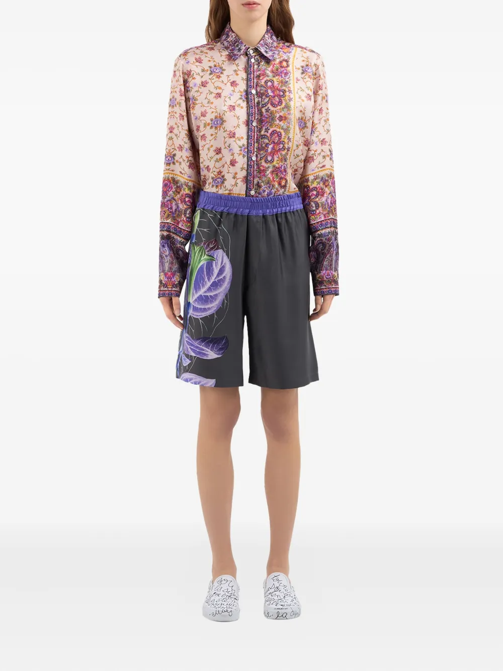 Pierre-Louis Mascia Rok met elastische taille en bloemenprint Zwart
