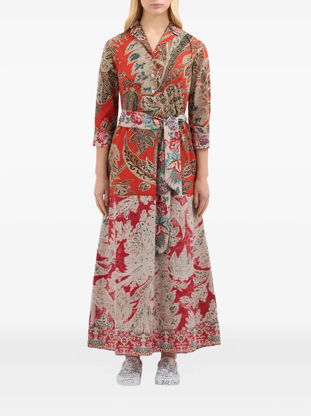 Pierre-Louis Mascia Diomedes jurk met paisley-print en ceintuur Rood