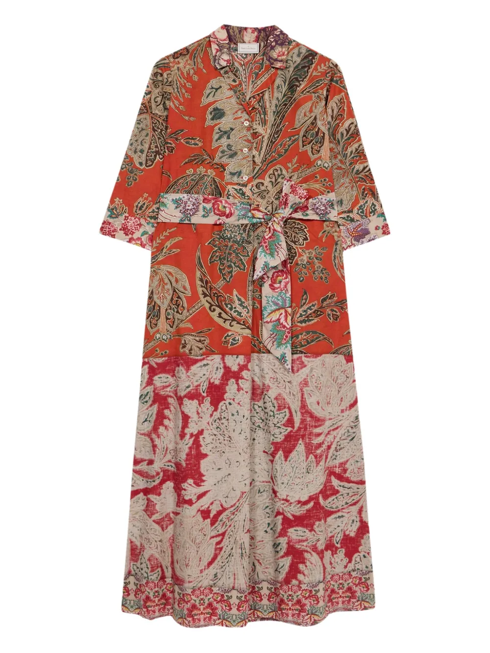 Pierre-Louis Mascia Diomedes jurk met paisley-print en ceintuur Rood