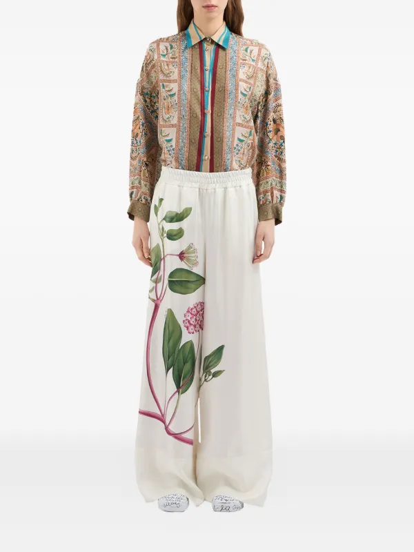 パンツ PIERRE LOUIS MASCIA Women Straight Pants ALOEGOTSS PT11903 5 Pierre-Louis Mascia Silk Aloe Pants in Navy & Grey Floral