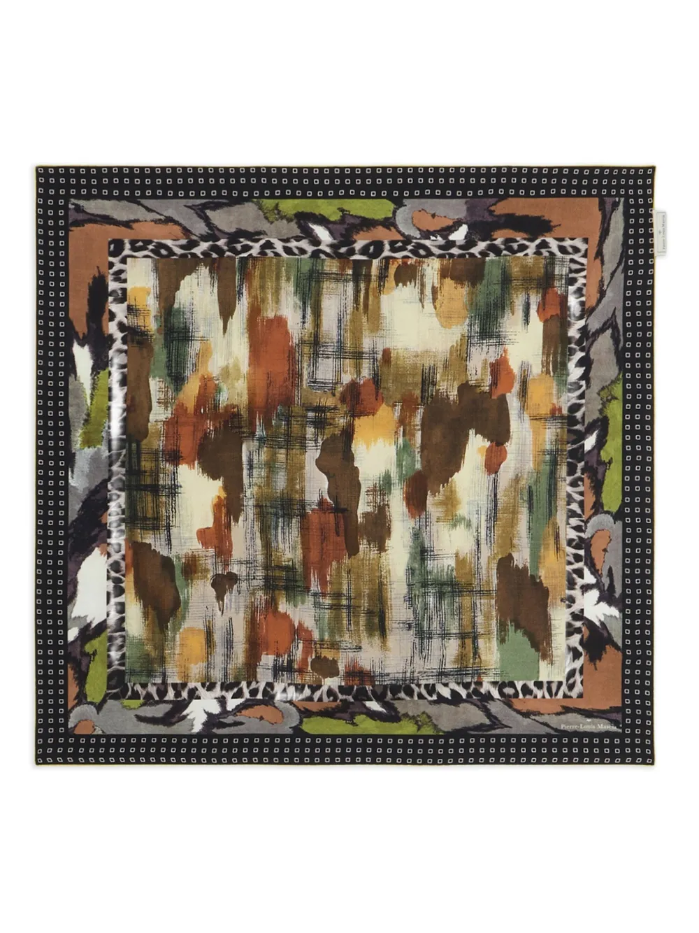 Pierre-Louis Mascia Aloeuw zijden sjaal met abstracte print Zwart