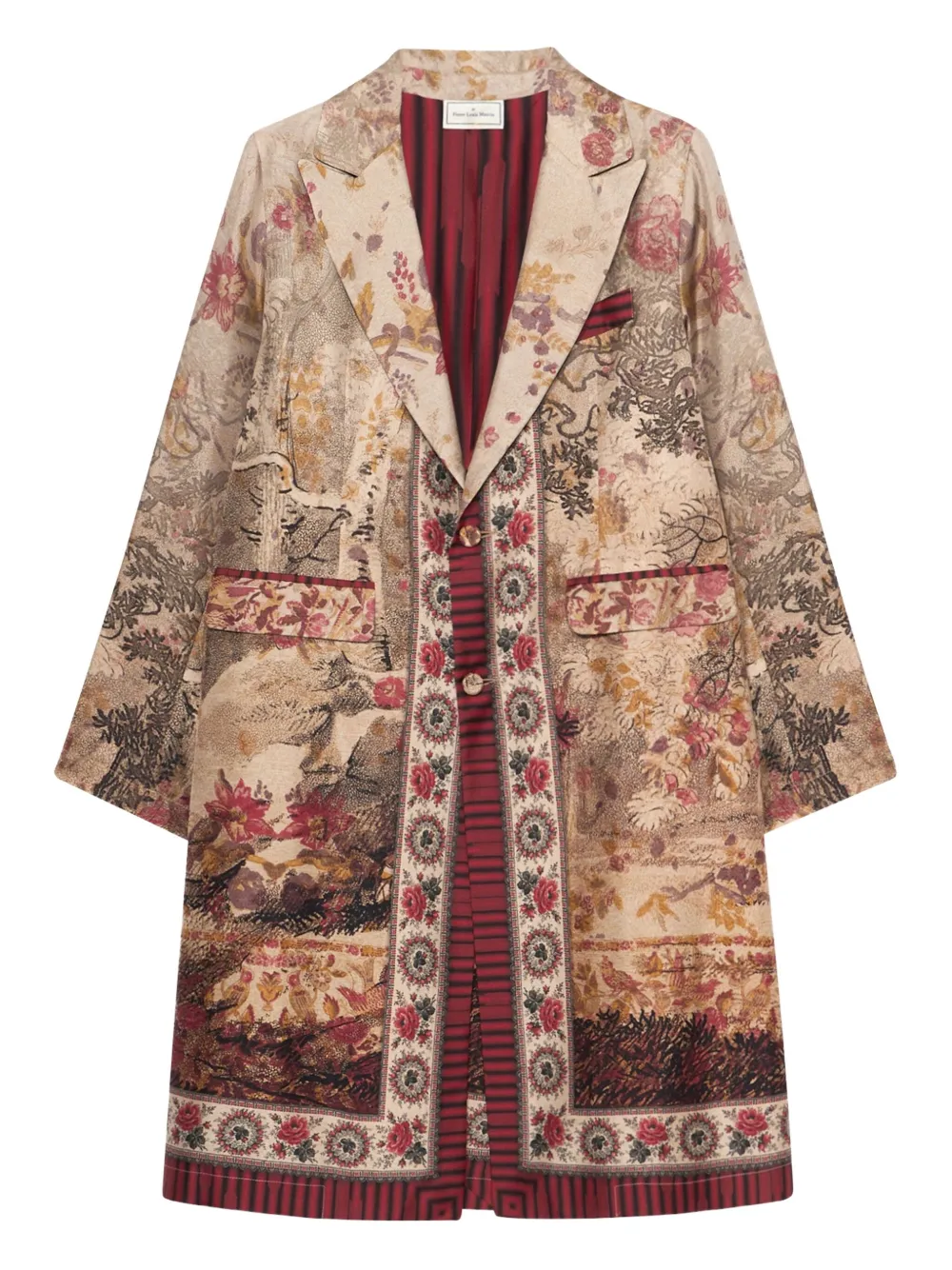 Pierre-Louis Mascia Jas met enkele rij knopen en print Beige
