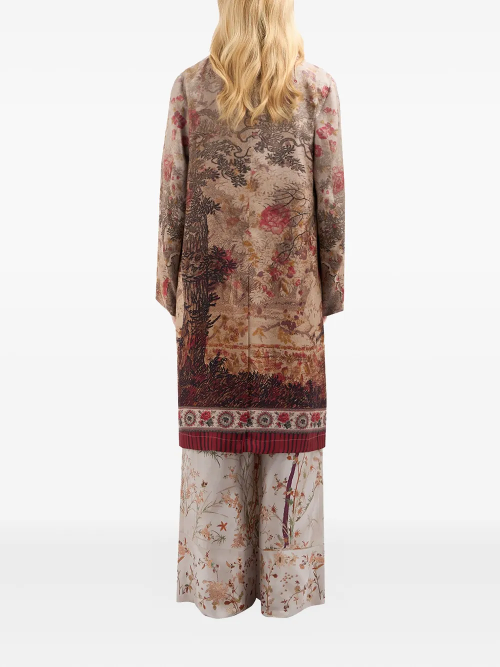 Pierre-Louis Mascia Jas met enkele rij knopen en print Beige