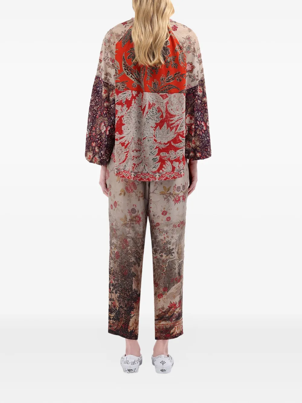 Pierre-Louis Mascia Dante blouse met patchwork en ballonmouwen Beige