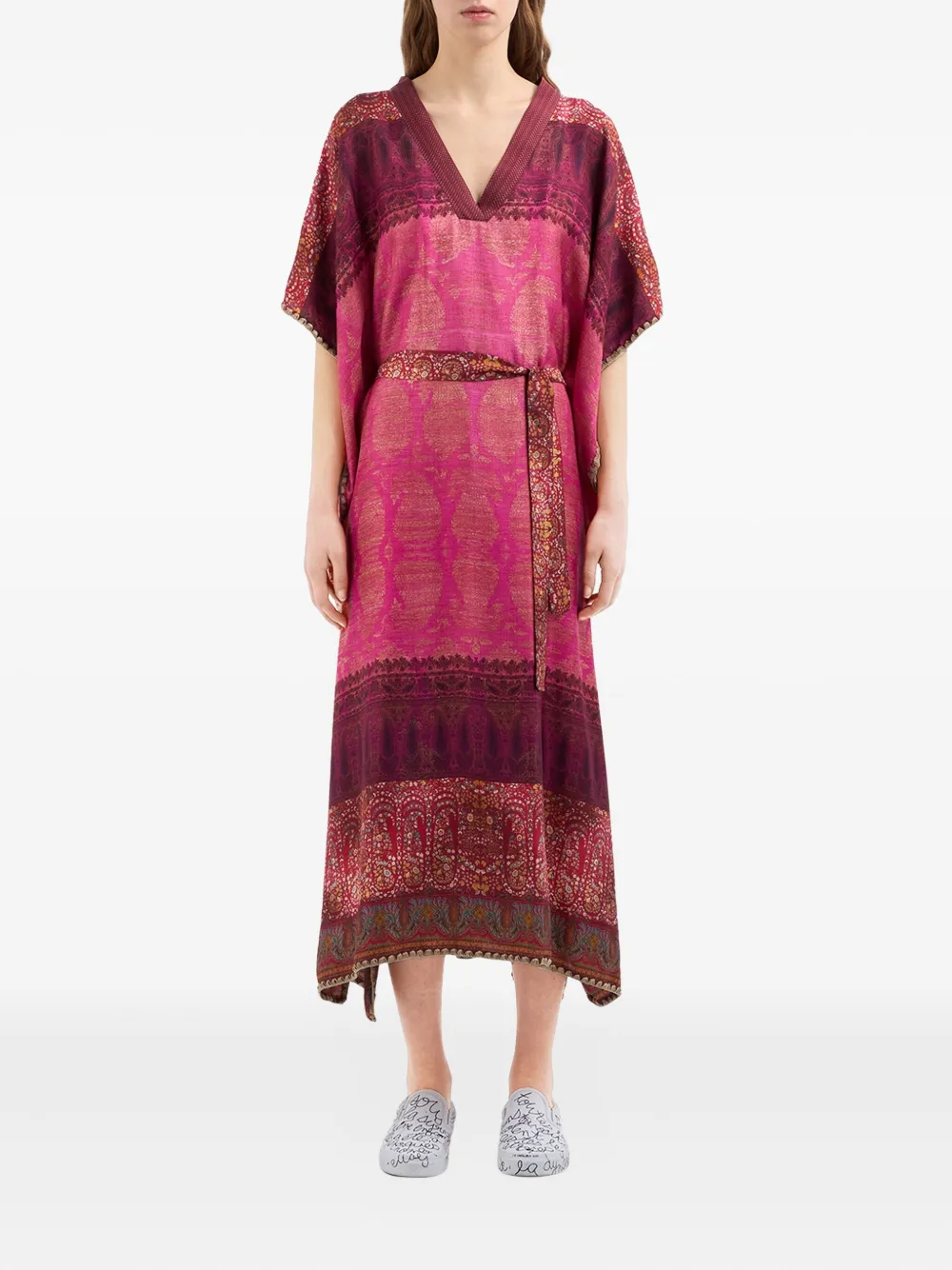 Pierre-Louis Mascia Aloe maxi-jurk met paisley-print en ceintuur Roze