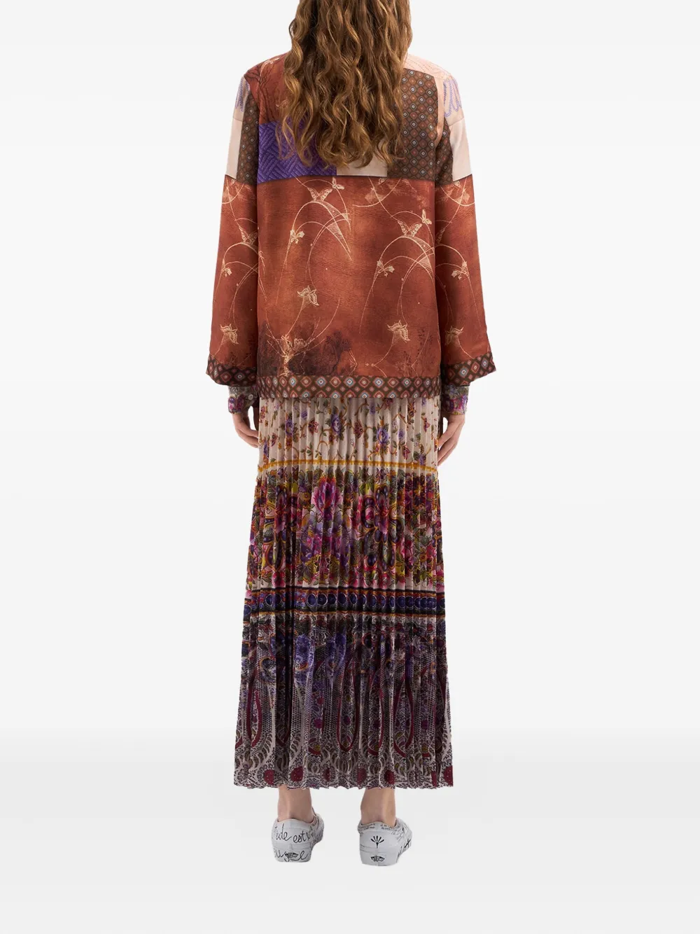 Pierre-Louis Mascia Aloe zijden tuniek met patchwork Bruin