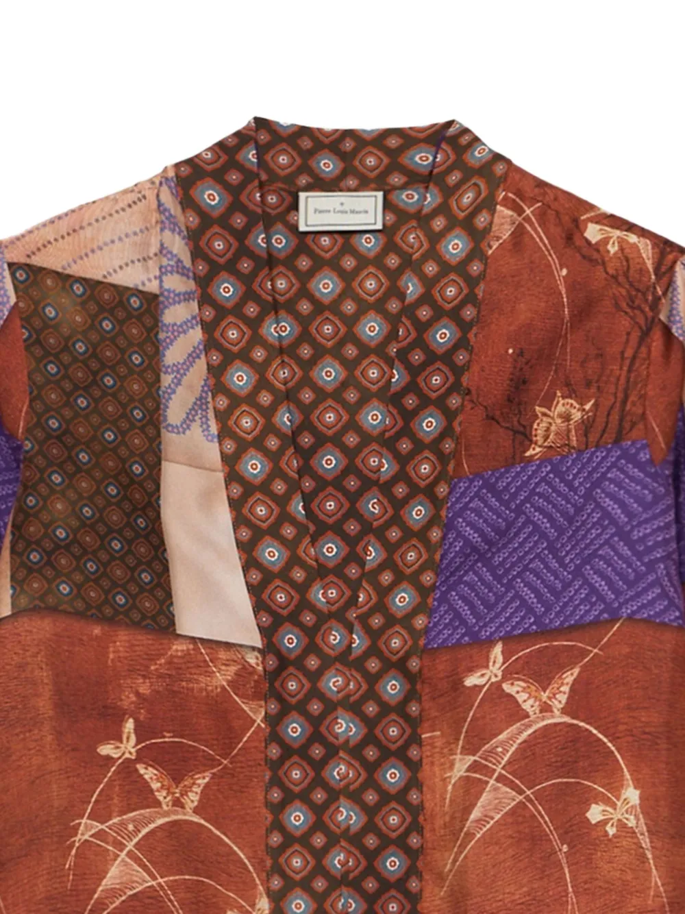 Pierre-Louis Mascia Aloe zijden tuniek met patchwork Bruin