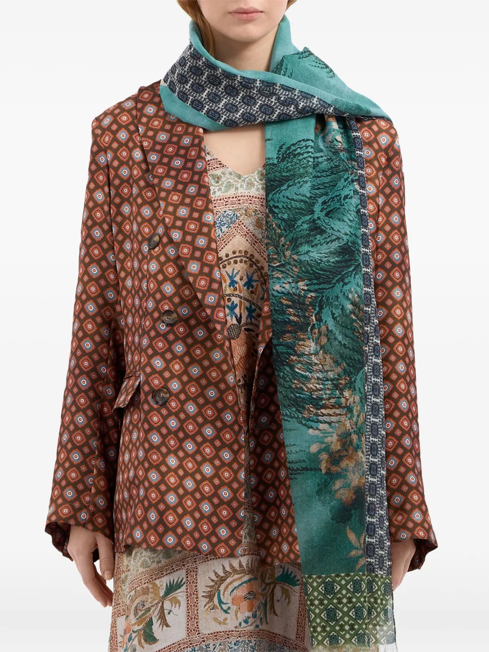 Pierre-Louis Mascia Sjaal met boomprint en patroon Blauw
