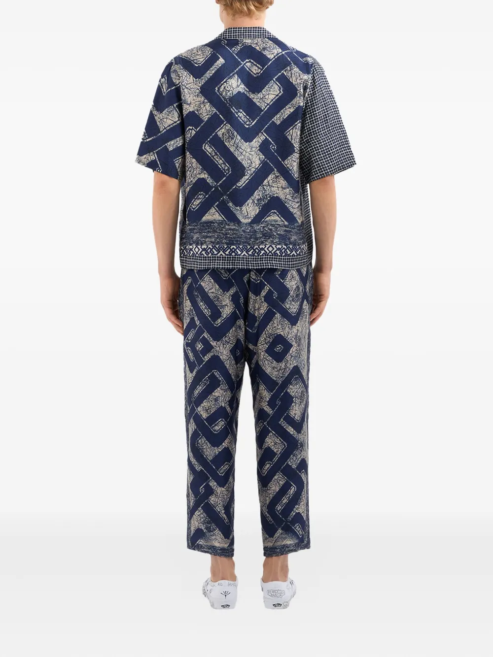 Pierre-Louis Mascia Broek met trekkoord en geometrische print Blauw