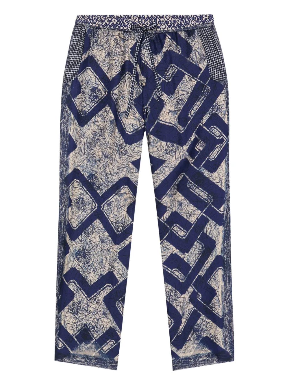 Pierre-Louis Mascia Broek met trekkoord en geometrische print Blauw