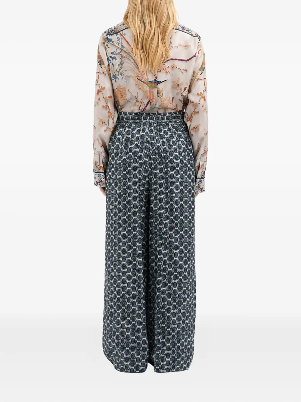 Pierre-Louis Mascia Aloe broek met trekkoordtaille en geometrische print Zwart
