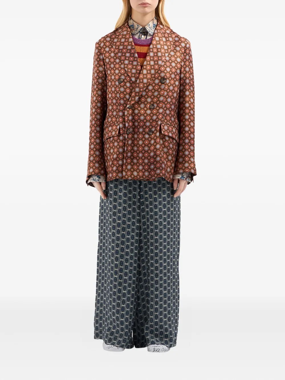 Pierre-Louis Mascia Fancy blazer met geometrisch patroon Bruin