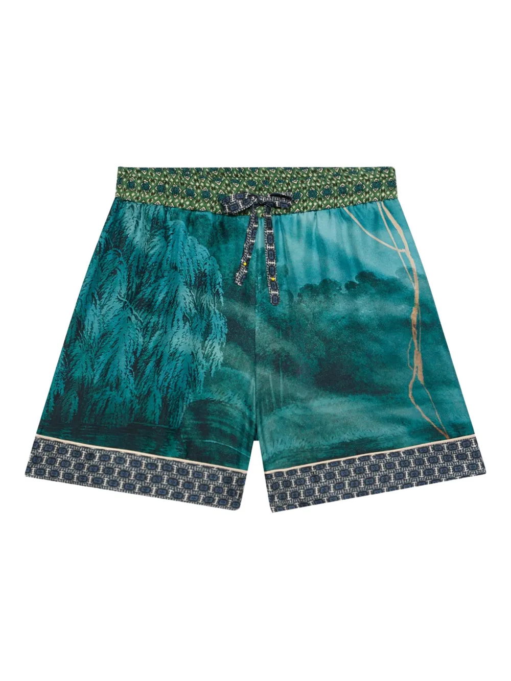 landscape-print drawstring shorts