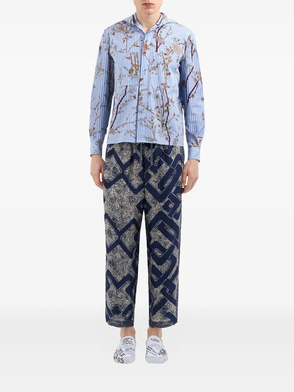 Pierre-Louis Mascia Shirt met bloemenprint en capuchon Blauw