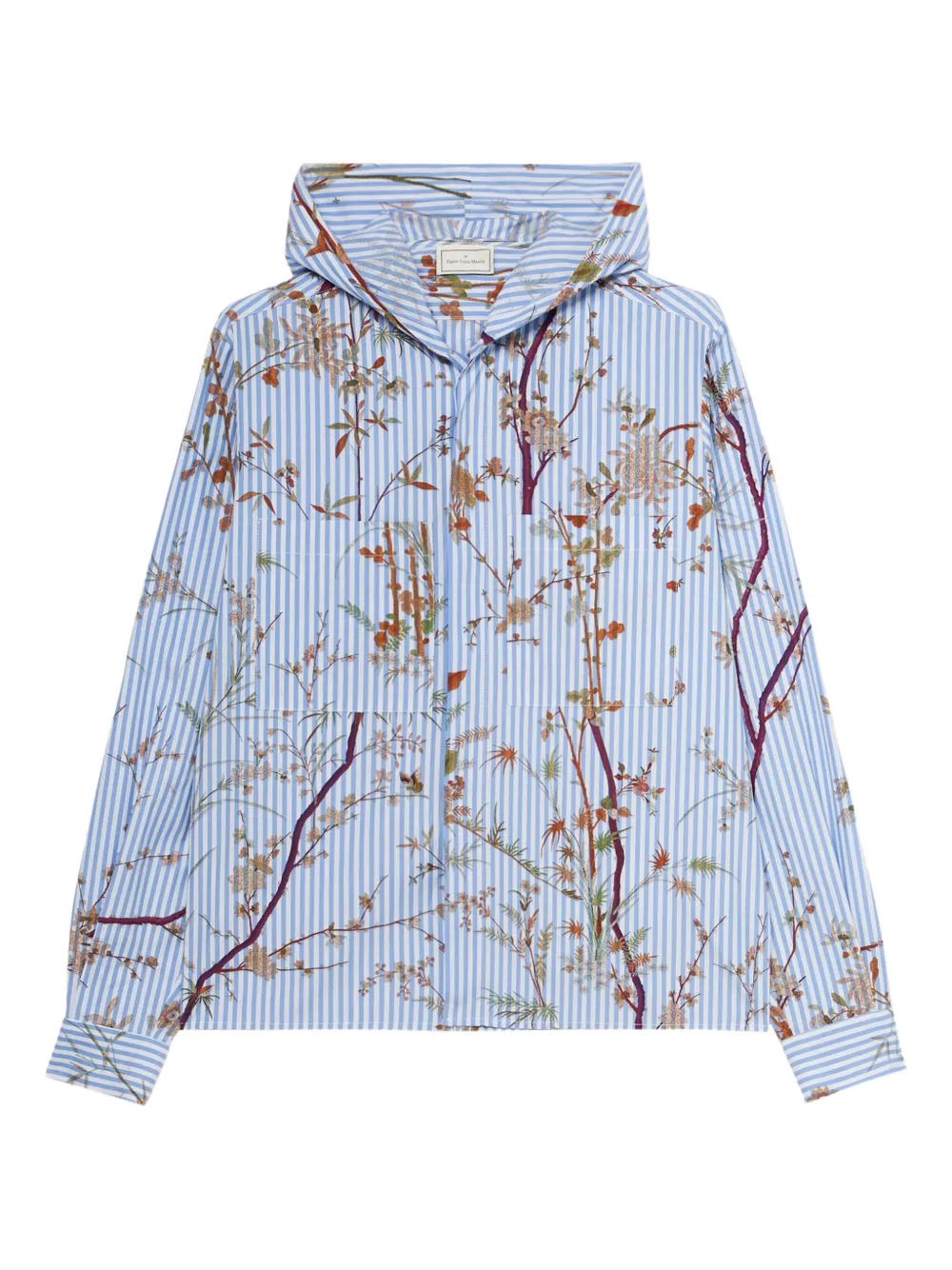 Pierre-Louis Mascia Shirt met bloe print en capuchon Blauw