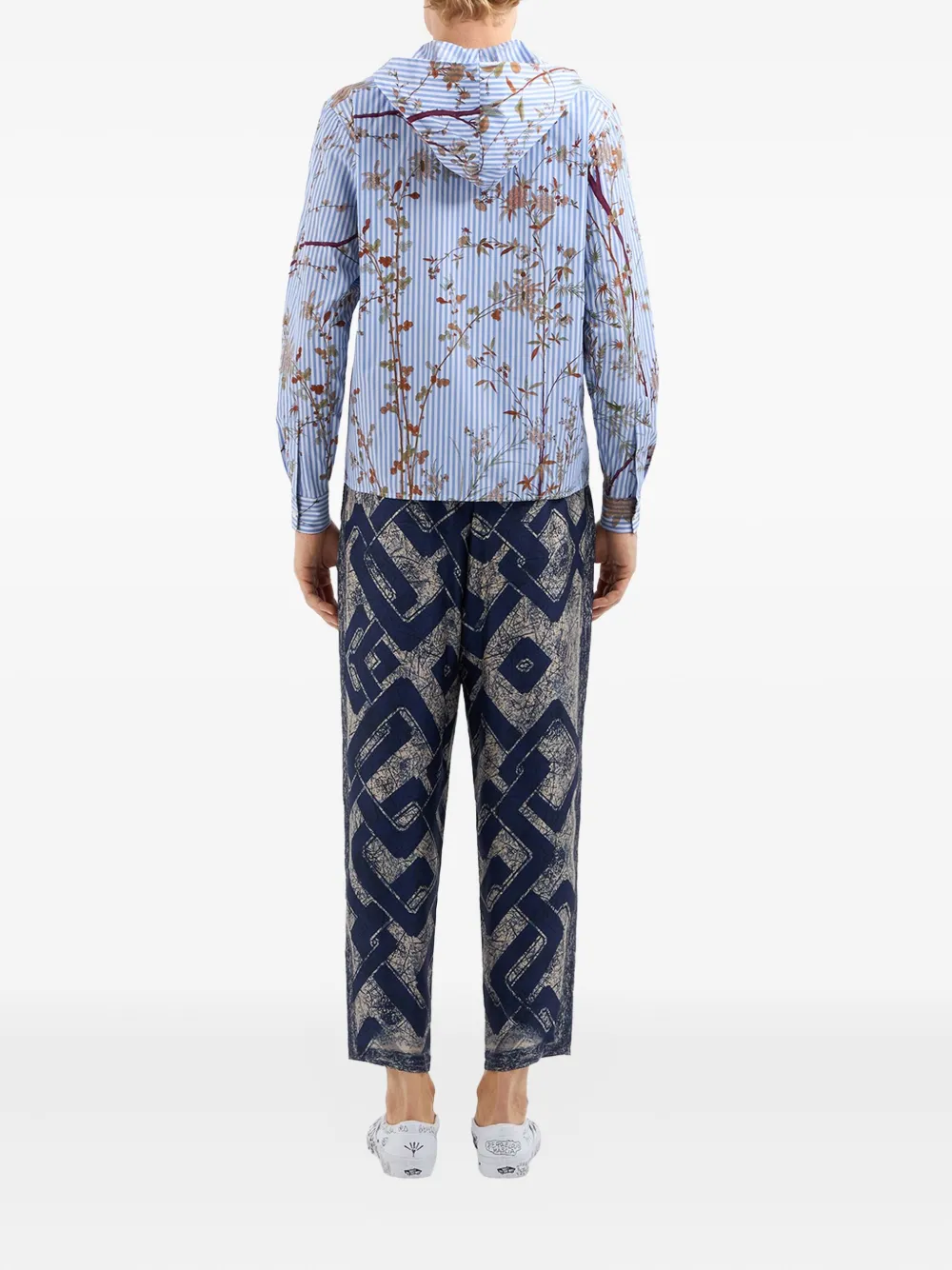 Pierre-Louis Mascia Shirt met bloemenprint en capuchon Blauw