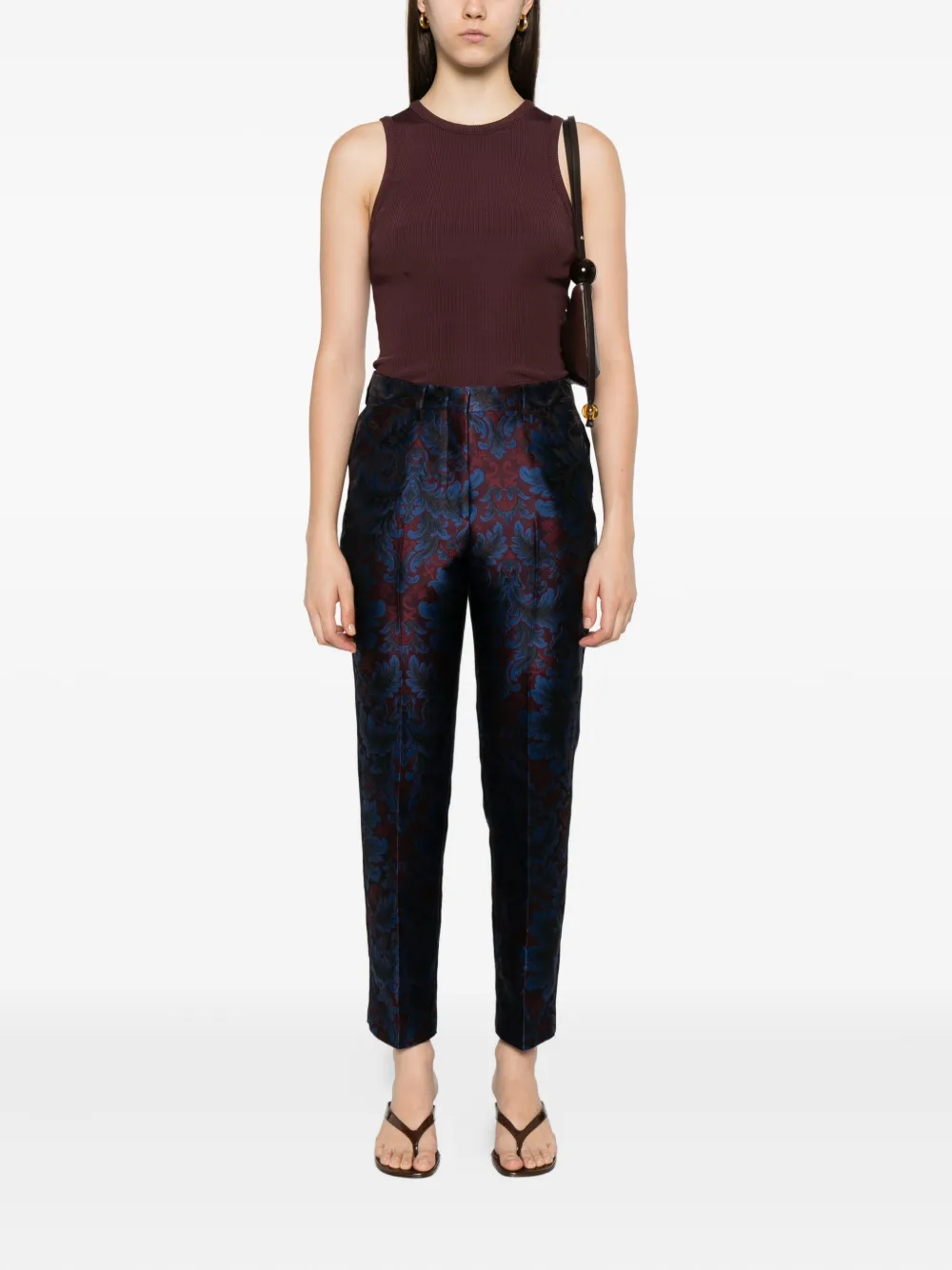 ETRO Broek met damask-print Blauw
