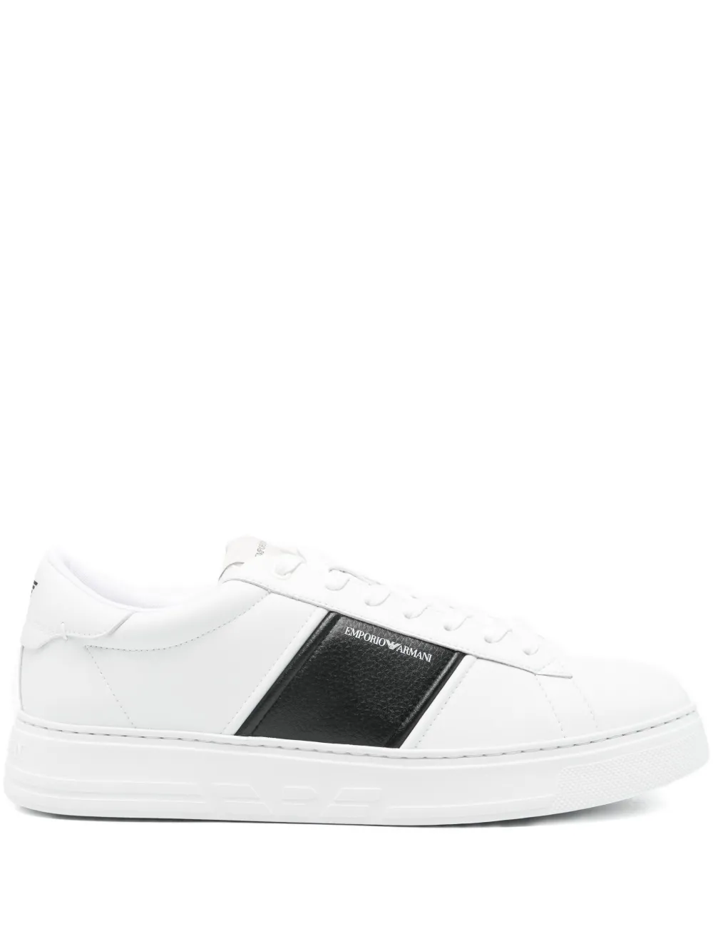 Emporio Armani logo-print leather sneakers White