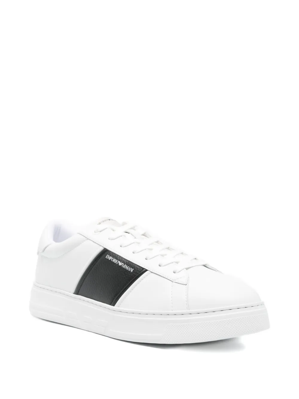Emporio Armani logo-print leather sneakers White