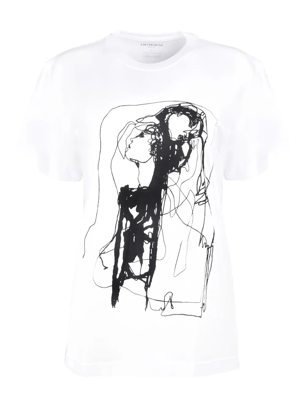 Askthedust Couple line-drawing cotton T-shirt | White | Image 1