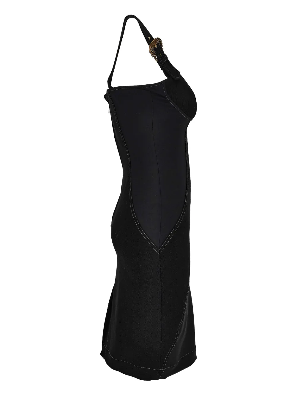 Versace Jeans Couture buckle-embellished seam-detail dress Zwart