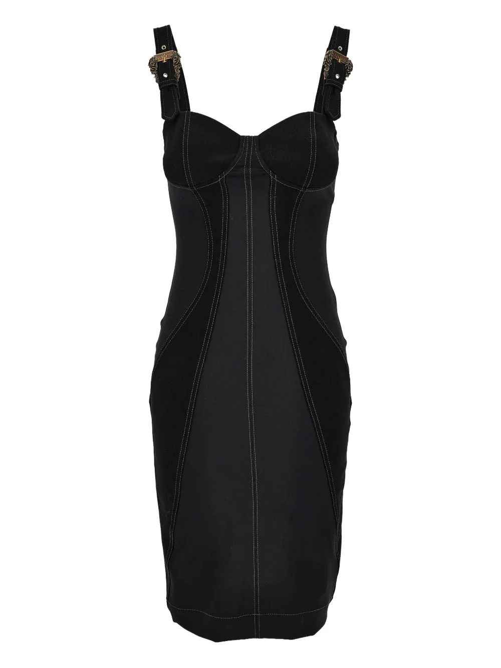 Versace Jeans Couture buckle-embellished seam-detail dress Zwart