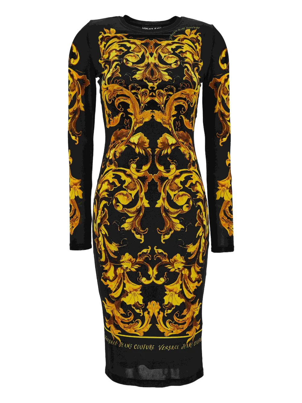 Versace Jeans Couture baroque-print long-sleeve dress | Black | Image 1