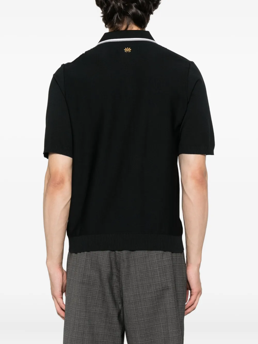 AMIRI stripe-panel knitted shirt Zwart