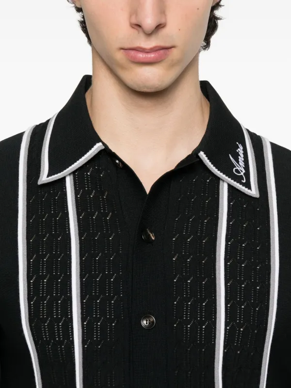AMIRI stripe-panel Knitted Shirt | Black | FARFETCH JO