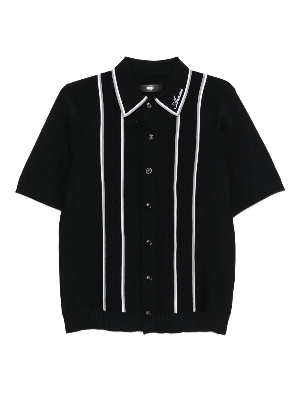 AMIRI stripe-panel knitted shirt Zwart