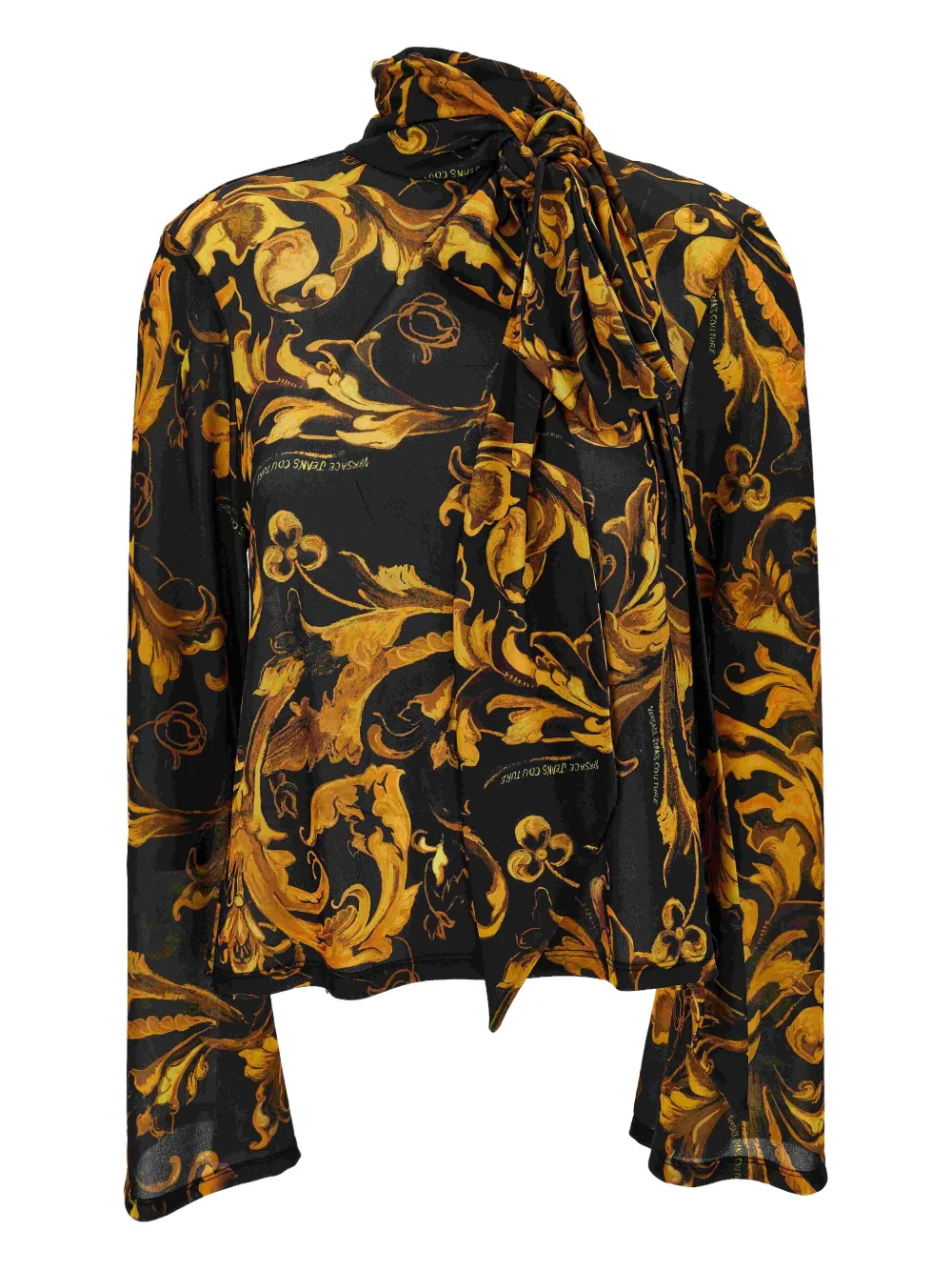 Versace Jeans Couture baroque-print tie-neck top | Black | Image 1