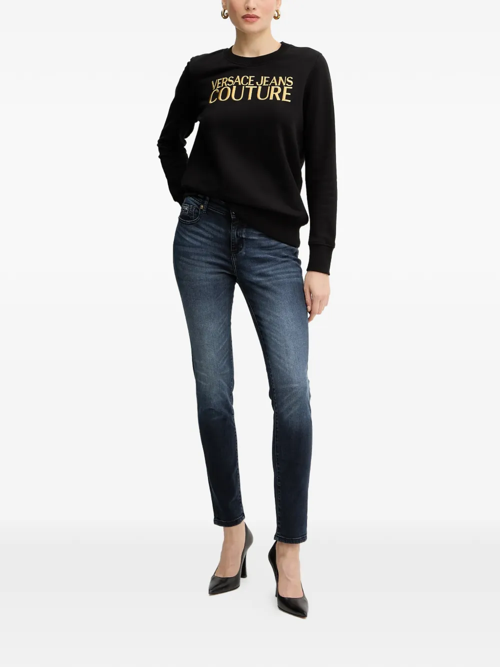 Versace Jeans Couture logo-plaque belt-loop jeans - Blauw