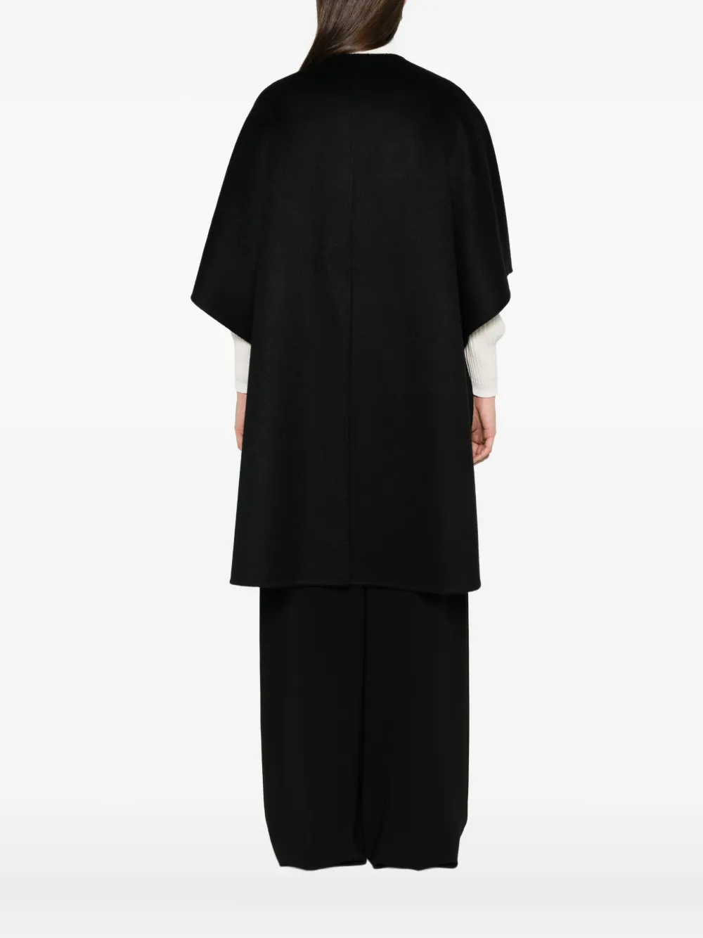 Max Mara Cape met knoopsluiting en korte mouwen Zwart