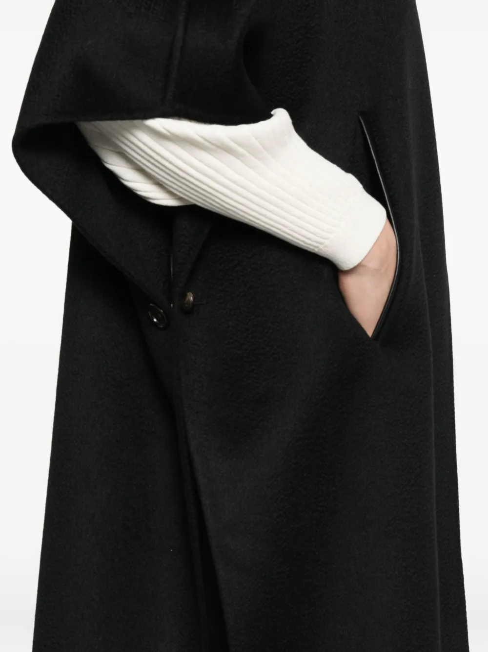 Max Mara Cape met knoopsluiting en korte mouwen Zwart