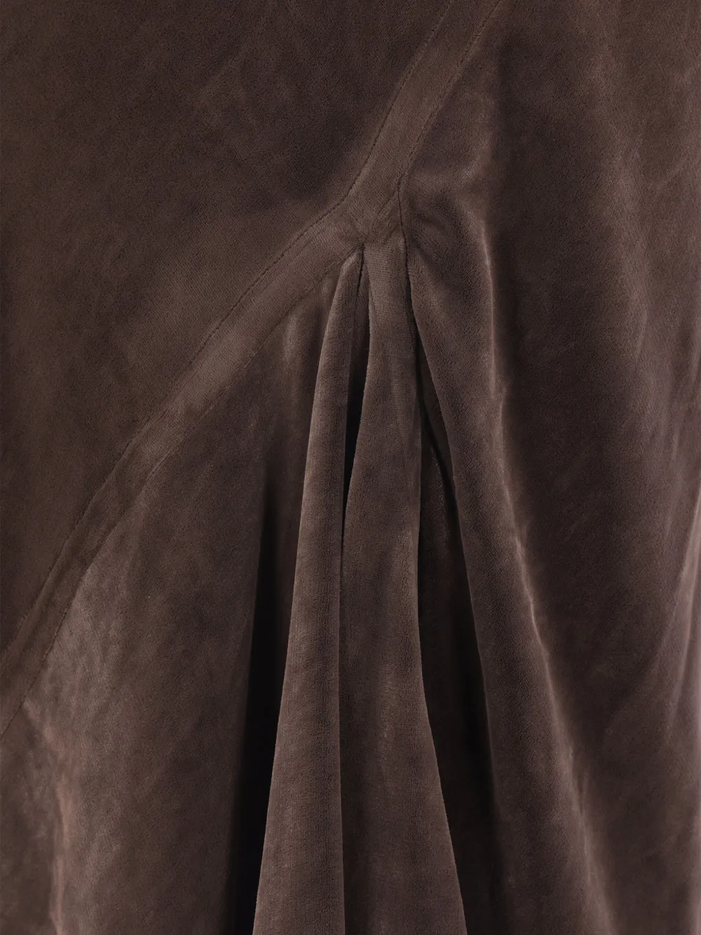 Rick Owens Ribbed-waistband Draped Midi Skirt In Brown