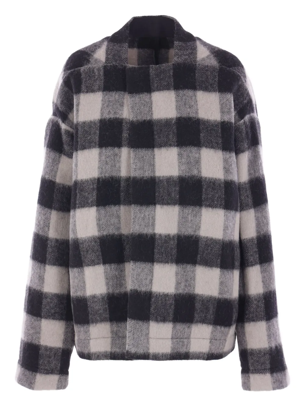 Rick Owens Checked Wool Jacket In Gray
