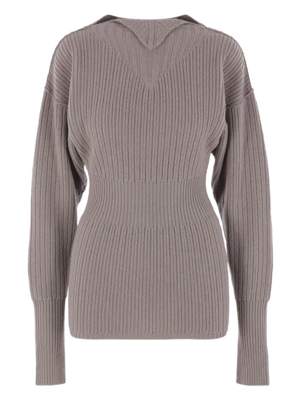 Rick Owens Ribbed Wool Sweater in Neutrals