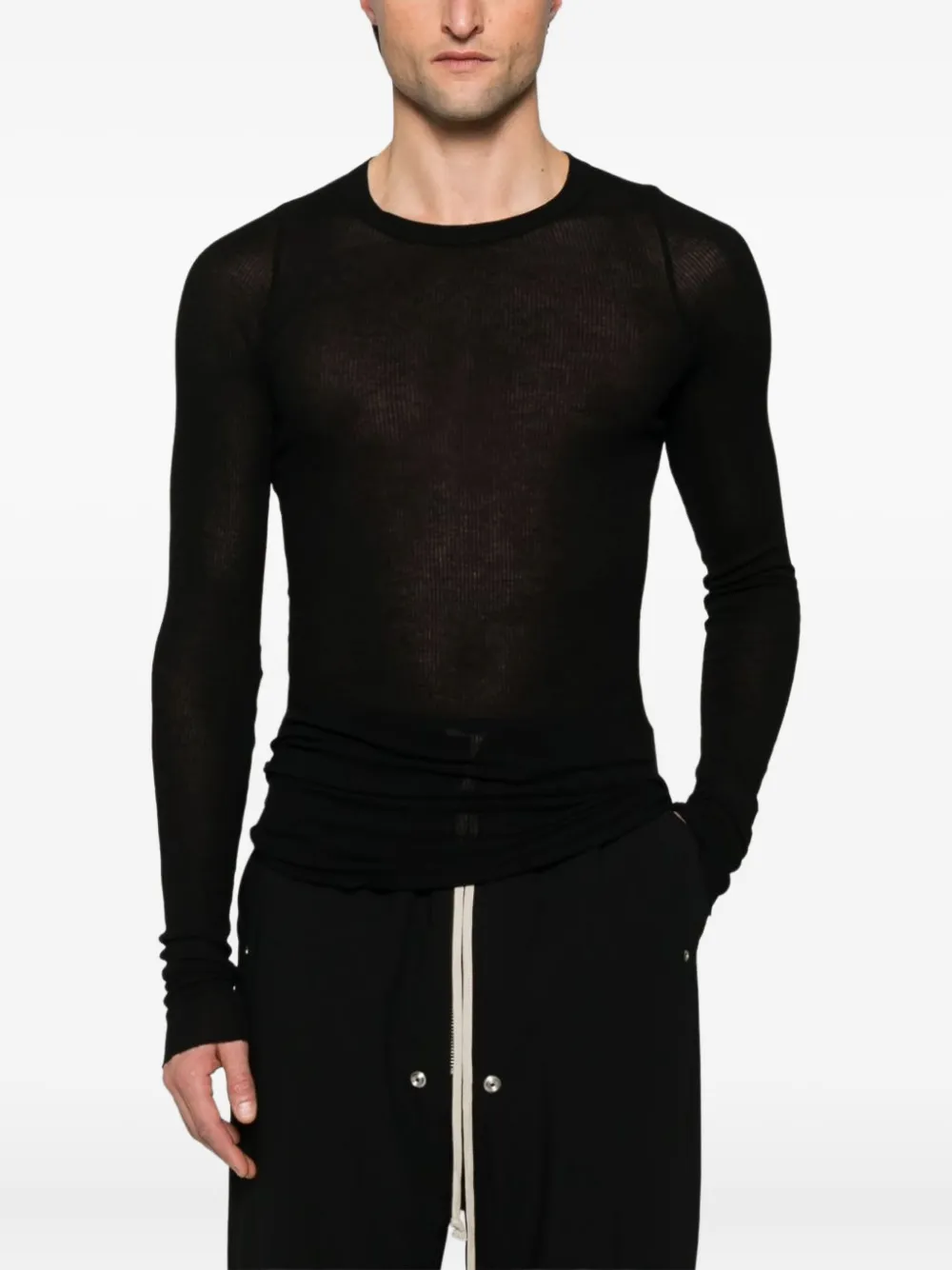 Rick Owens T-shirt met lange mouwen Zwart