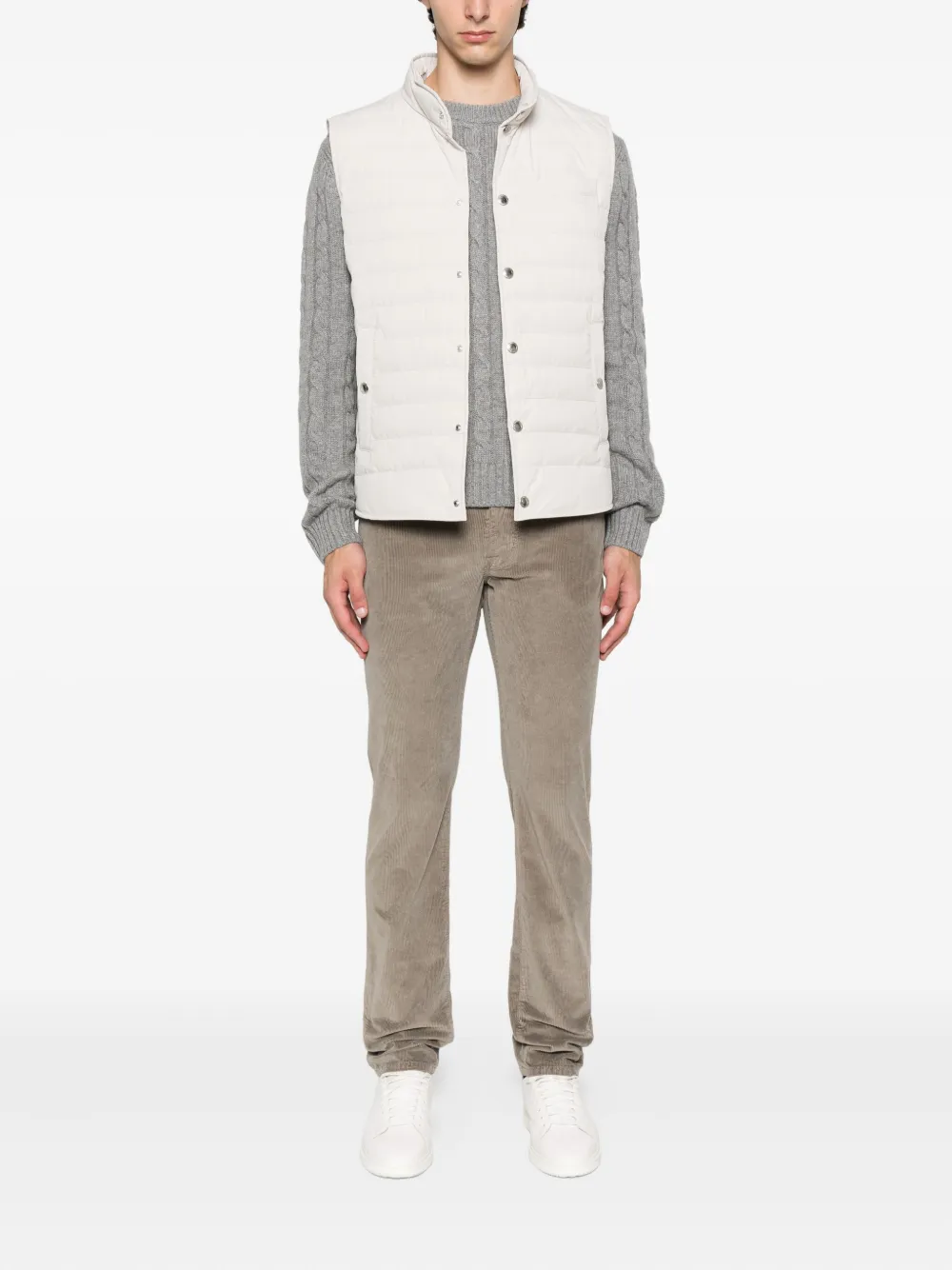 Prada cable-knit crew-neck sweater Grijs