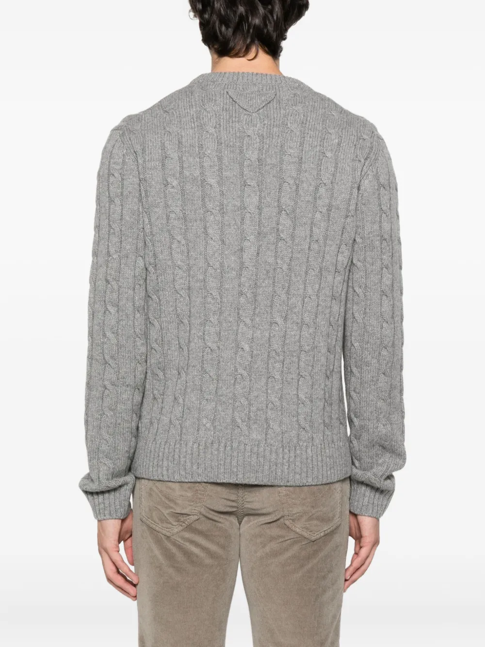 Prada cable-knit crew-neck sweater Grijs