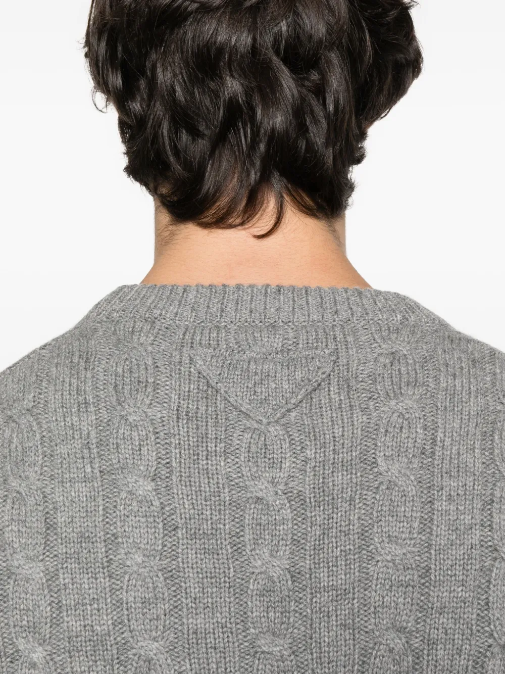Prada cable-knit crew-neck sweater Grijs